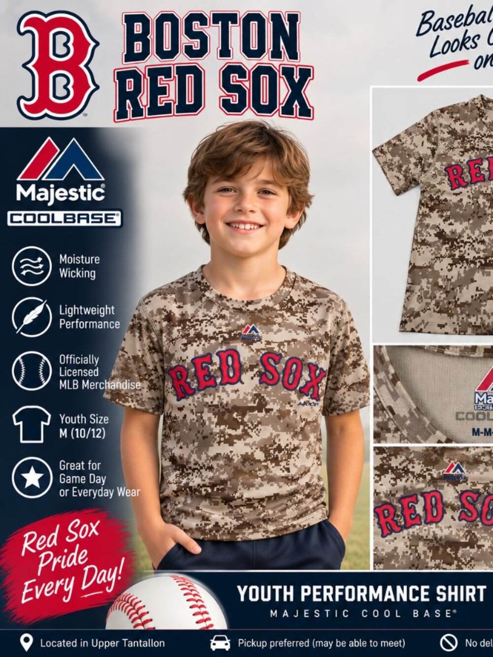 BOSTON RED SOX YOUTH CAMO SHIRT – $25